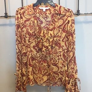 Diane Von Furstenberg 100% Silk Sheer Blouse Size4